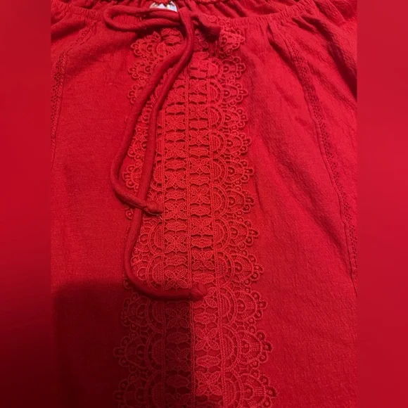 No Boundaries Vibrant Red Off-the-Shoulder Peasant Top - Picture 5 of 8